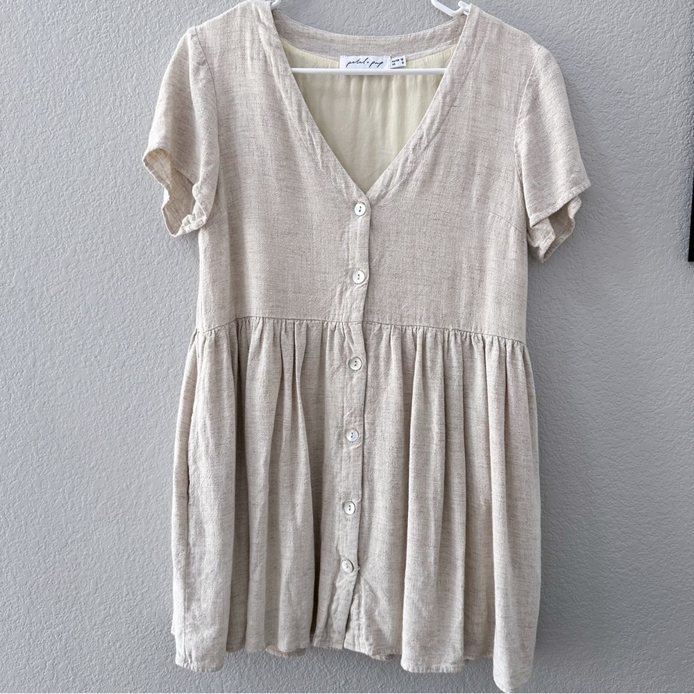 Petal and Pup Linen Button-Down Dress